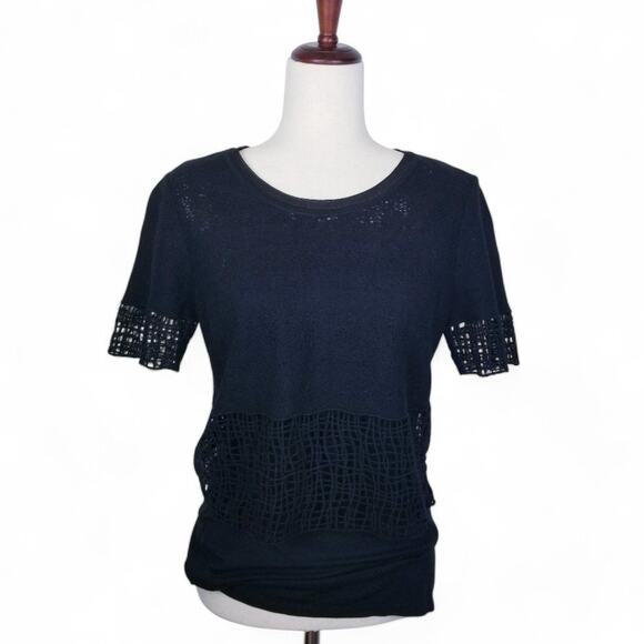 Elie Tahari Black Cage Lace Exposed Tape Zipper Top Holiday e80d9505 - Small - Picture 1 of 10